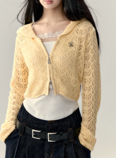 Slim Fit Hollow Short Cardigan